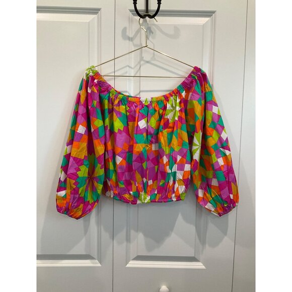 Flying Tomato Women's Crop Top Bright Color block Pattern size Medium - Picture 2 of 4